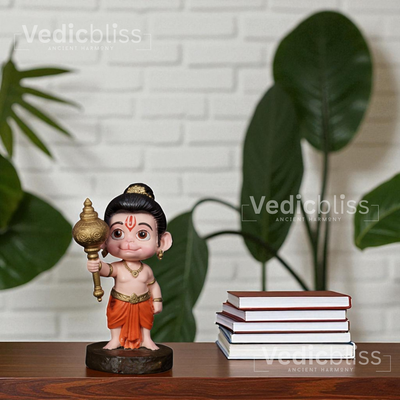 VEDICBLISS Ball Hanuman Decorative Showpiece - 10 cm || Bal Hanuman Idol for Temple | Ideal for Car Dashboard