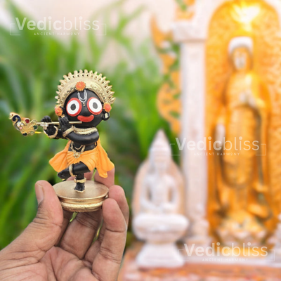 VEDICBLISS Jagannath Ji Decorative Showpiece - 10 cm || Beautiful Jagannath Ji Murti for Pooja Room, and Spiritual Gifting