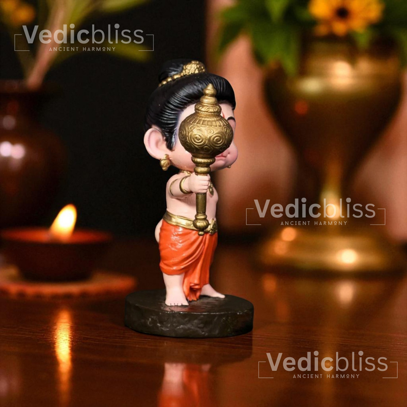 VEDICBLISS Ball Hanuman Decorative Showpiece - 10 cm || Bal Hanuman Idol for Temple | Ideal for Car Dashboard