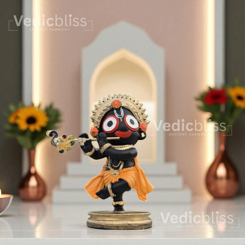 VEDICBLISS Jagannath Ji Decorative Showpiece - 10 cm || Beautiful Jagannath Ji Murti for Pooja Room, and Spiritual Gifting