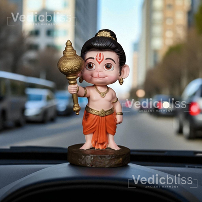 VEDICBLISS Ball Hanuman Decorative Showpiece - 10 cm || Bal Hanuman Idol for Temple | Ideal for Car Dashboard