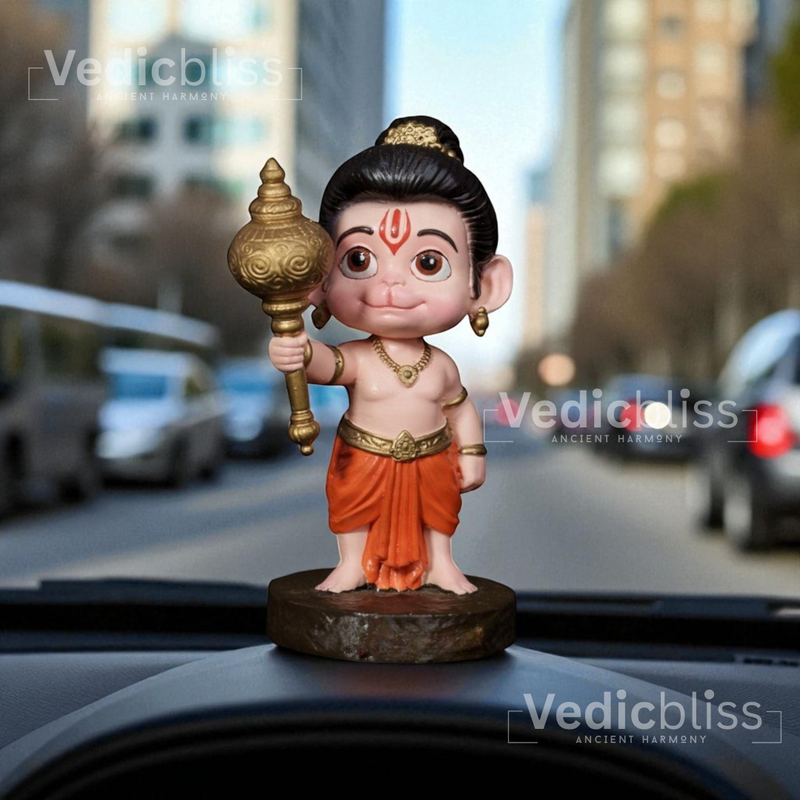 VEDICBLISS Ball Hanuman Decorative Showpiece - 10 cm || Bal Hanuman Idol for Temple | Ideal for Car Dashboard