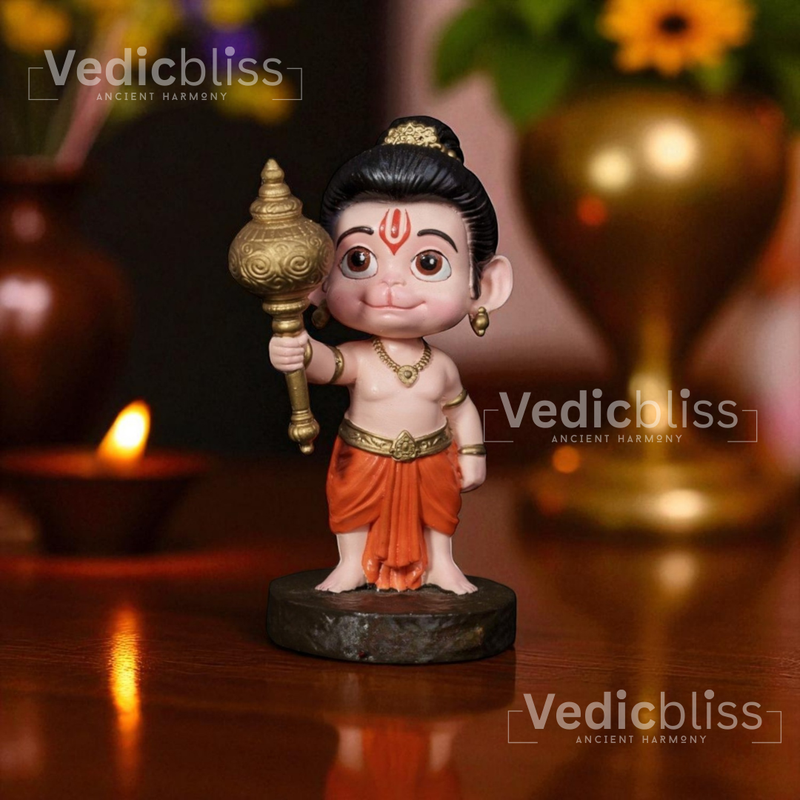 VEDICBLISS Ball Hanuman Decorative Showpiece - 10 cm || Bal Hanuman Idol for Temple | Ideal for Car Dashboard