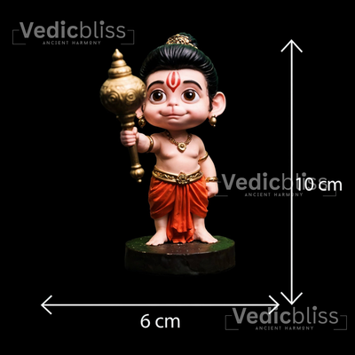 VEDICBLISS Ball Hanuman Decorative Showpiece - 10 cm || Bal Hanuman Idol for Temple | Ideal for Car Dashboard