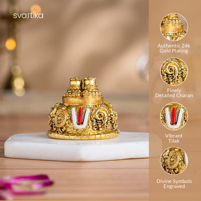 Balaji Charan with Shanku Chakra Namam – Gold Plated (2 Inch)