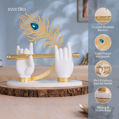 Lord Krishna's Divine Hands Idol - Gold Plated (9 Inch)
