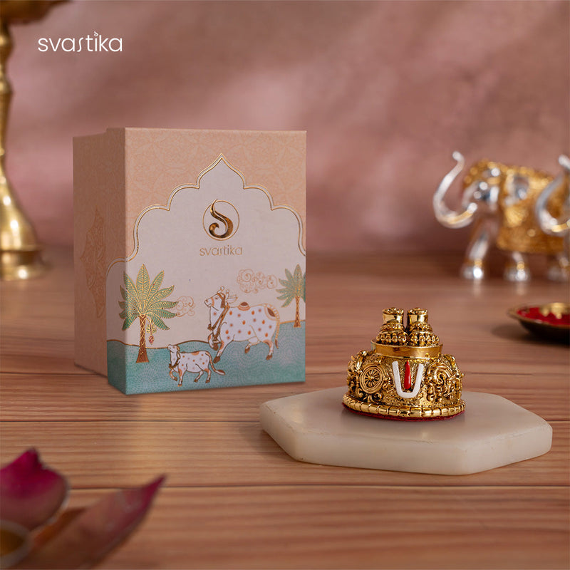 Balaji Charan with Shanku Chakra Namam – Gold Plated (2 Inch)