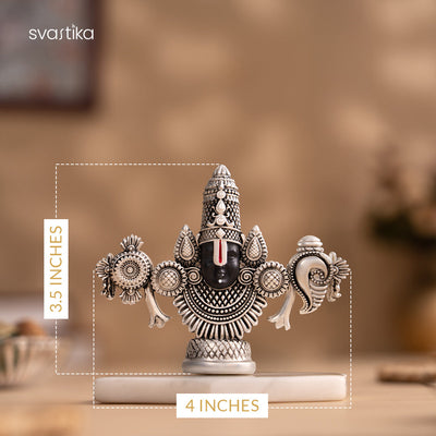 Lord Balaji Face Idol - Silver Plated (4 Inch)
