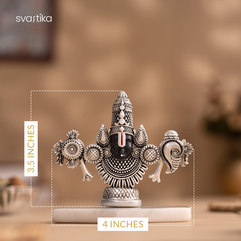 Lord Balaji Face Idol - Silver Plated (4 Inch)