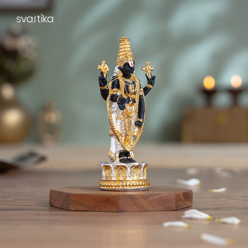 Tirupati Balaji (Venkateswara) Idol - Gold & Silver Plated (5 Inch)