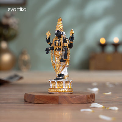 Tirupati Balaji (Venkateswara) Idol - Gold & Silver Plated (5 Inch)